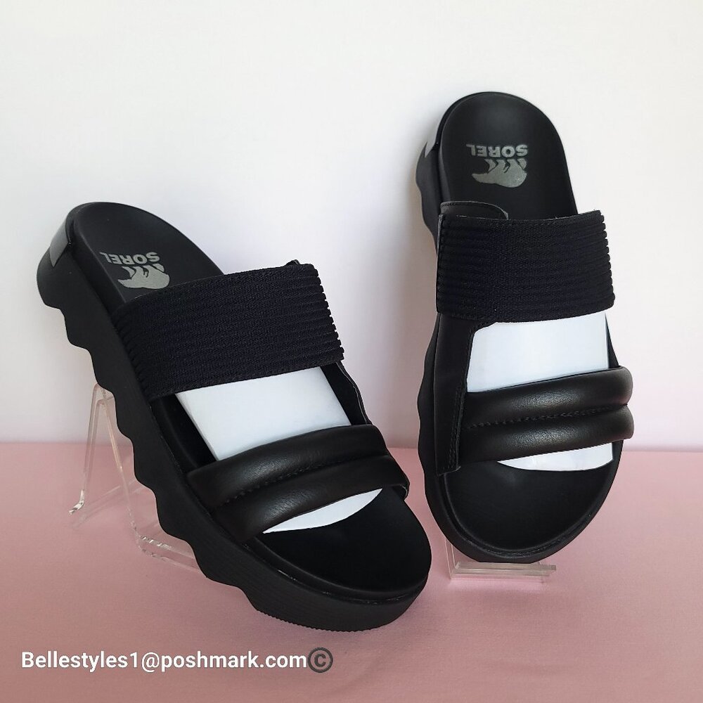 SOREL Viibe Fabric & Leather Platform Two-Straps Slip-On Slide- Women’s Size 9.⭐ - Picture 3 of 16